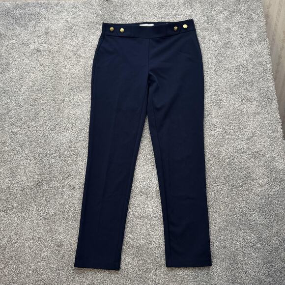 Sag Harbor Pants Womens 6 Navy Blue Gold Button High Rise Stretch Sailor Vtg Y2K - Picture 1 of 10